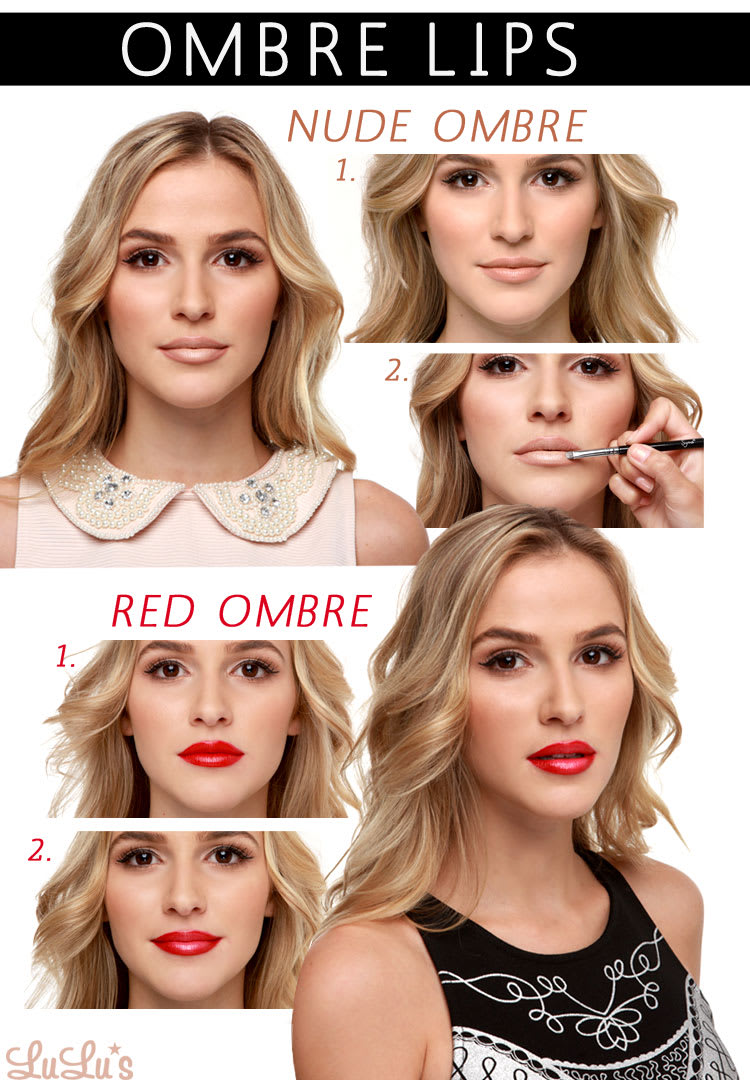 Ombre Lip Makeup Tutorial - Nude or Red Ombre Lip - Lulus.com Blog