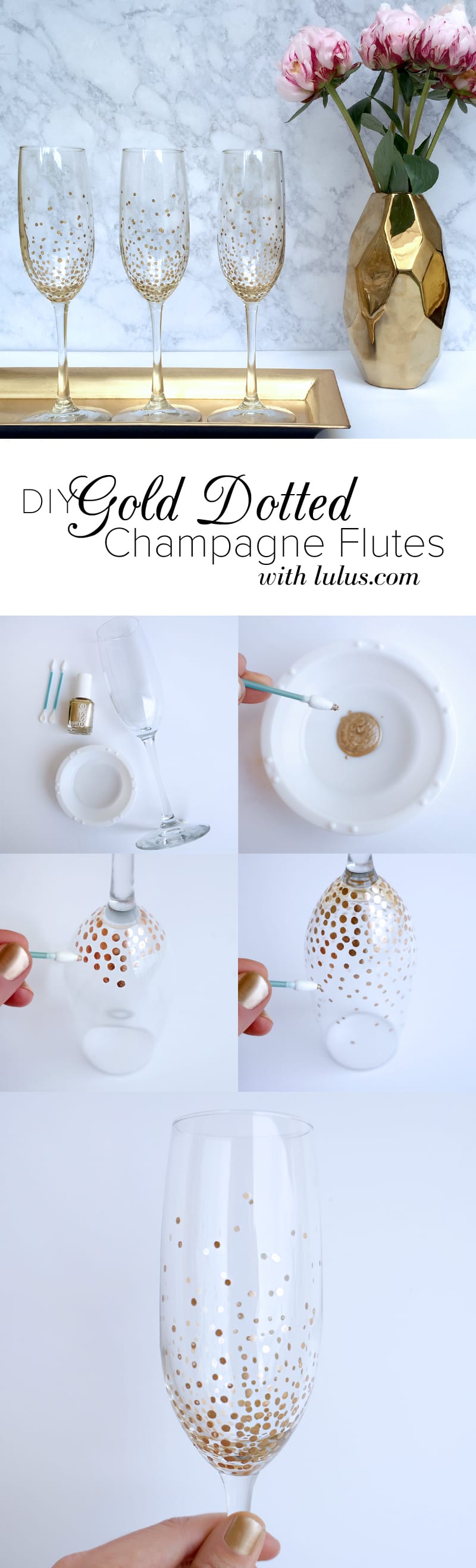 DIY Gold Dot Champagne Flutes - Lulus.com Fashion Blog