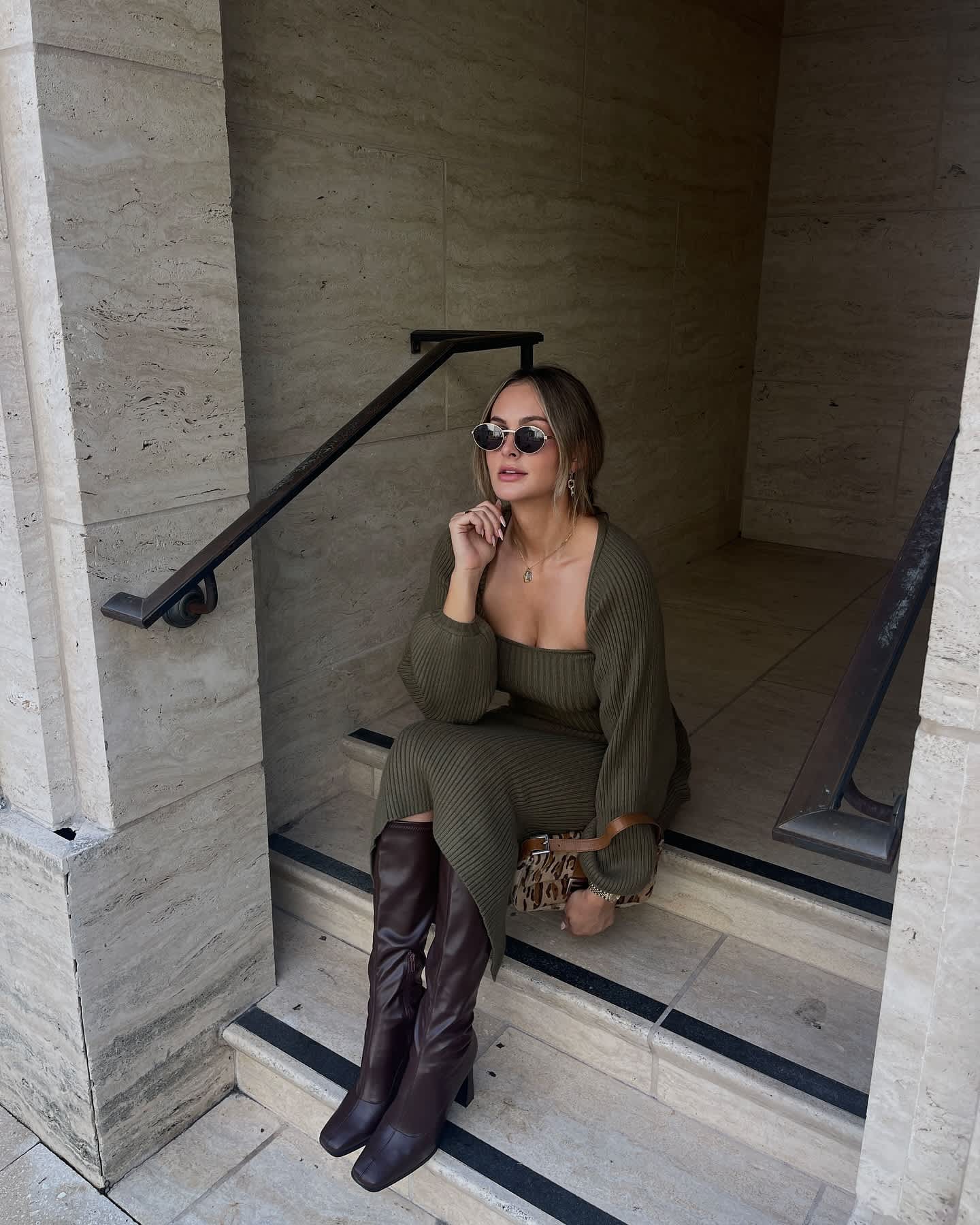 Olive thigh high boots outfit best sale