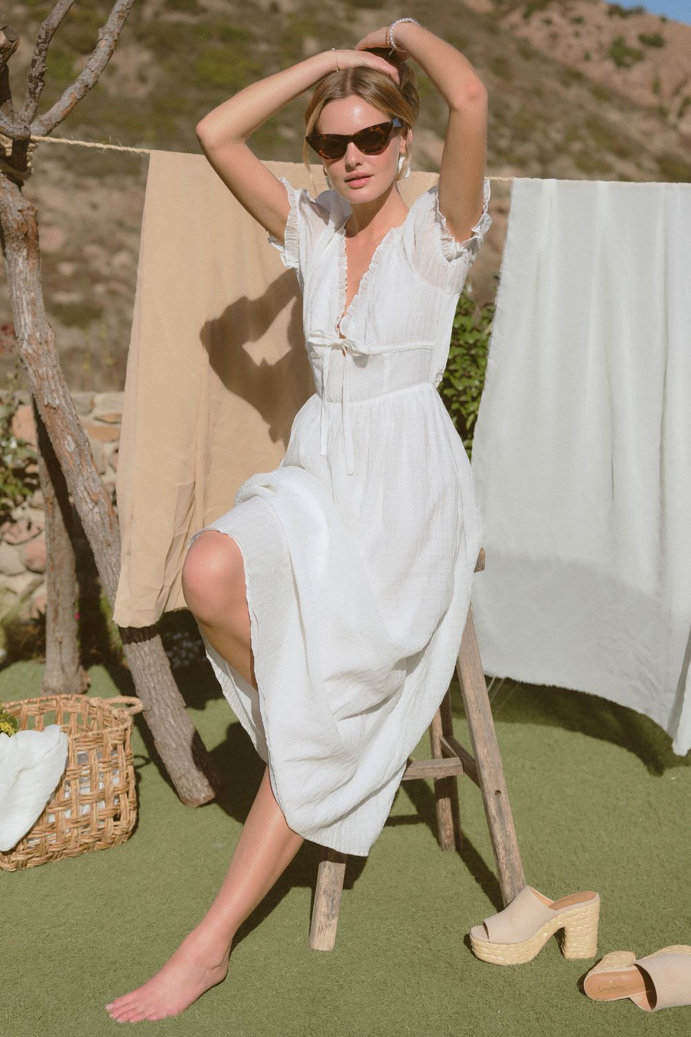 Thomas Wylde New Green White Silk Ruffle Dress Small NWOT | eBay