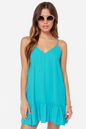 Cute Turquoise Dress - Shift Dress - Blue Dress - $34.00