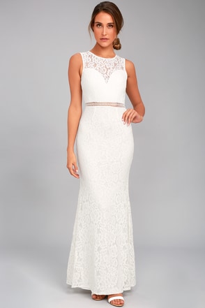 Lovely White Dress - Lace Dress - Maxi Dress - $94.00