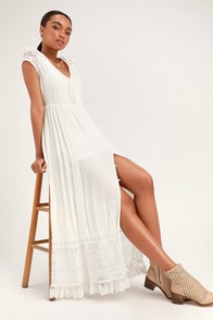 Bermuda White Lace Maxi Dress - Lulus