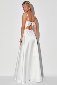 Romantically Inclined White Backless Maxi Dress - Lulus