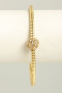 Cute Gold Bracelet - Rhinestone Bracelet - Bangle - $15.00