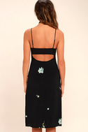 Chic Black Floral Print Dress - Sheath Dress - Midi Dress - $48.00