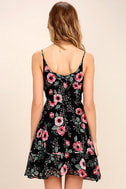 Black Swan Lara Dress - Black Floral Print Dress - Ruffled Skater Dress ...