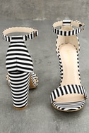 Stunning Heels - Ankle Strap Heels - Striped Heels