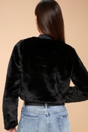 Chic Faux Fur Jacket - Black Jacket - Cropped Jacket