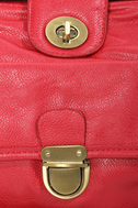 red structured handbag