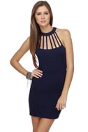 Sexy Halter Dress - Navy Blue Dress - Cage Dress - $36.00