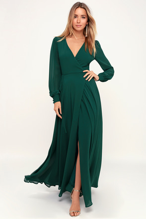 long sleeve emerald velvet dress