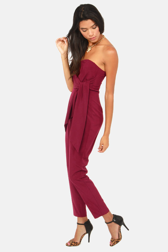 burgundy jumpsuit