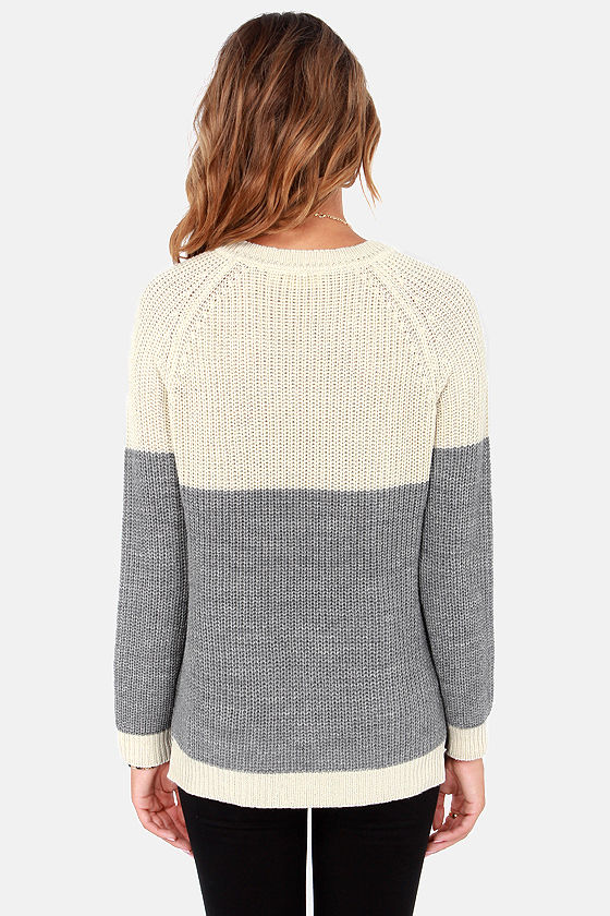 Cute Grey Sweater - Cream Sweater - Knit Sweater - $61.00