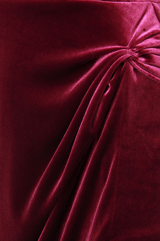 Sexy Burgundy Dress - Velvet Dress - Strapless Dress - Midi Dress - $65.00