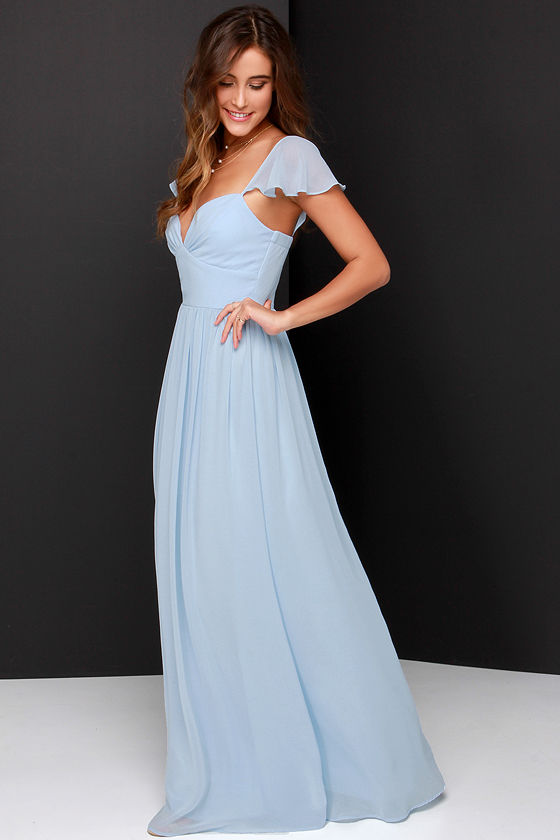 Lovely Light Blue Dress - Bridesmaid Dress - Blue Maxi ...