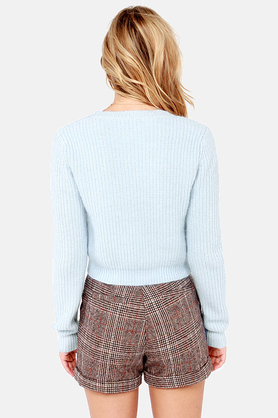 Cute Light Blue Sweater - Crop Sweater - Knit Sweater - $65.00