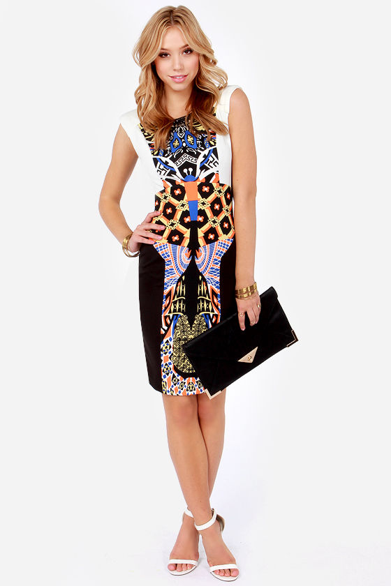 Cute Beaded Dress - Black Dress - Print Dress - $49.00
