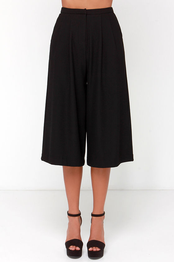 Chic Black Culottes Black Pants Black Shorts Gauchos 8600