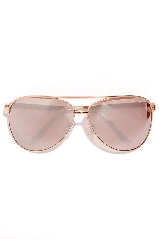 Quay Vivienne Gold Sunglasses Aviator Sunglasses 5000 