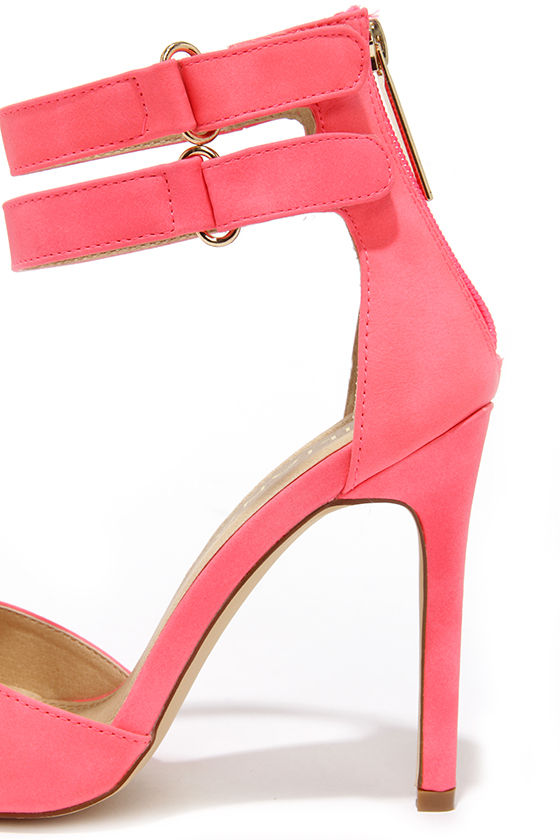 Cute Hot Pink Heels Ankle Strap Heels Pointed Pumps 32 00