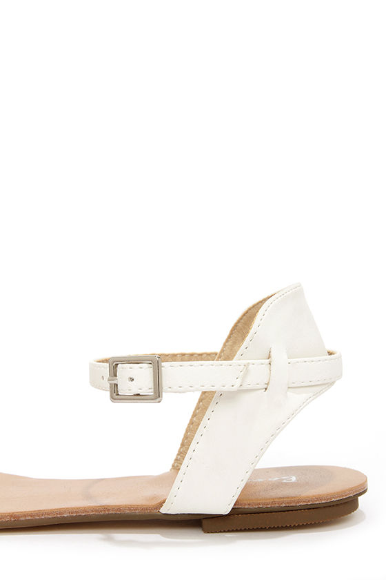 Cute White Sandals - Ankle Strap Sandals - $20.00