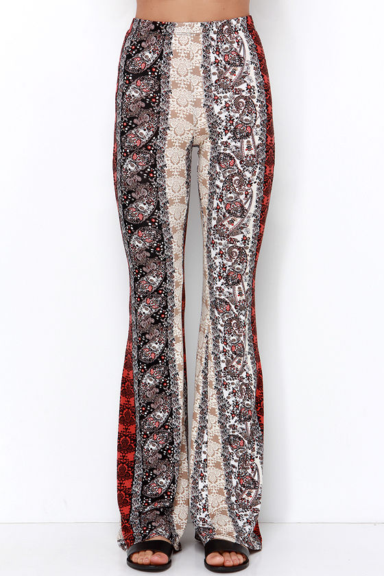 paisley print flare pants