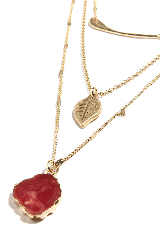 Boho Gold Necklace - Layered Necklace - Charm Necklace - $16.00