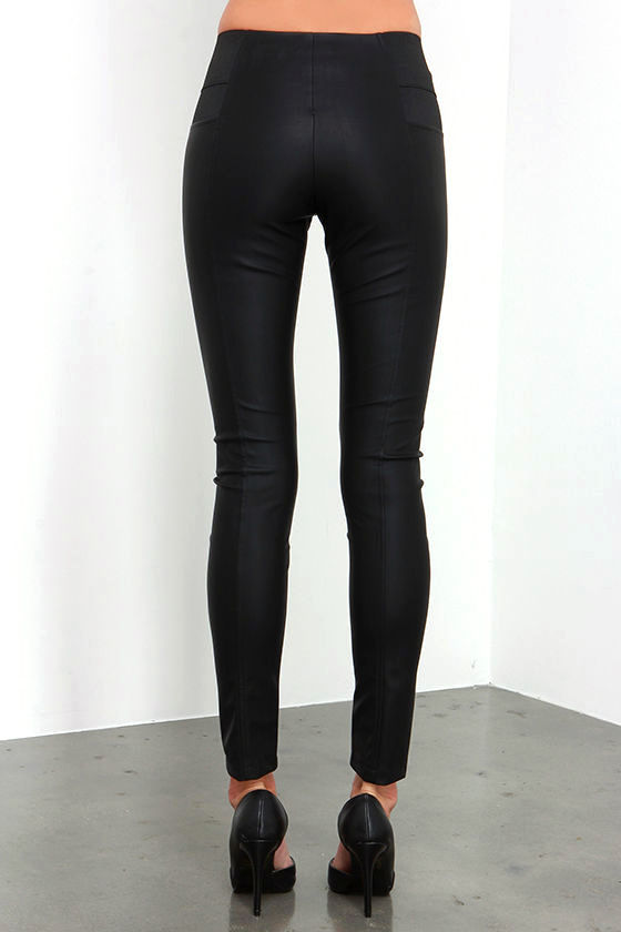 Vegan Leather Pants - Vegan Leather Leggings - Black Pants - $55.00
