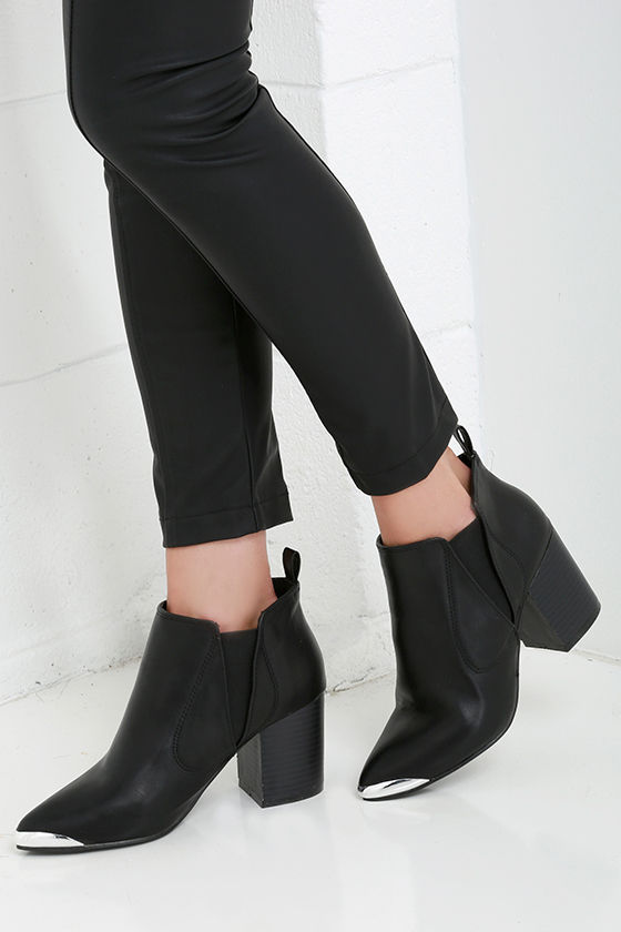 Cute Black Booties - High Heel Booties - Ankle Boots - $36.00