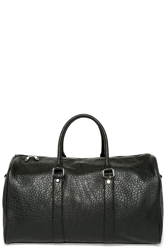 Cool Black Weekender Bag - Vegan Leather Bag - Black Tote - $57.00