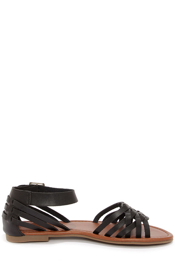 Cute Black Sandals - Ankle Strap Sandals - $23.00