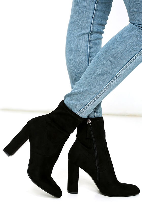 Steve Madden Edit - Black Vegan Suede Booties