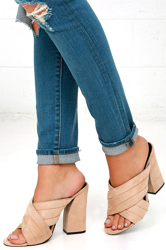 Nude Vegan Suede Heels Nude Mules Nude Heels 3100 0515