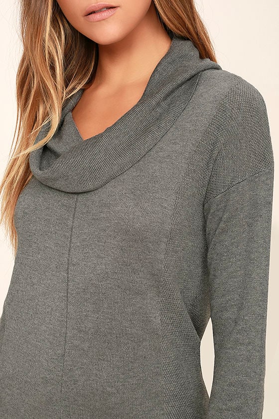 Olive & Oak Grey Top - Cowl Neck Top - Sweater Top - $62.00