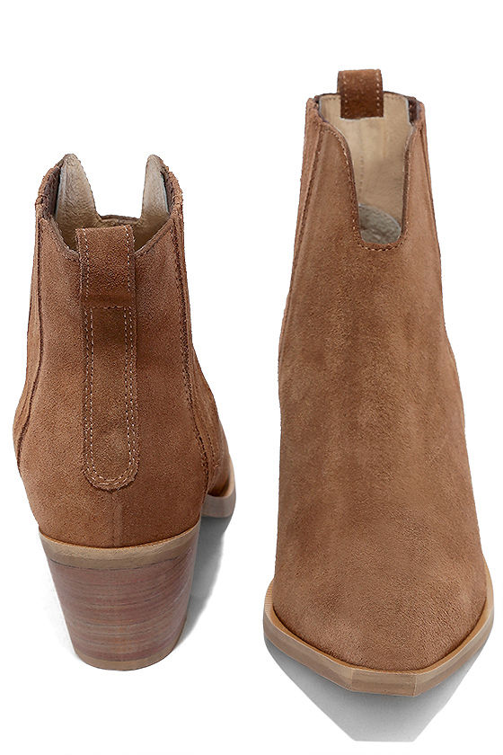 Steve Madden Webster Booties - Tan Suede Leather Boots - Ankle Booties ...