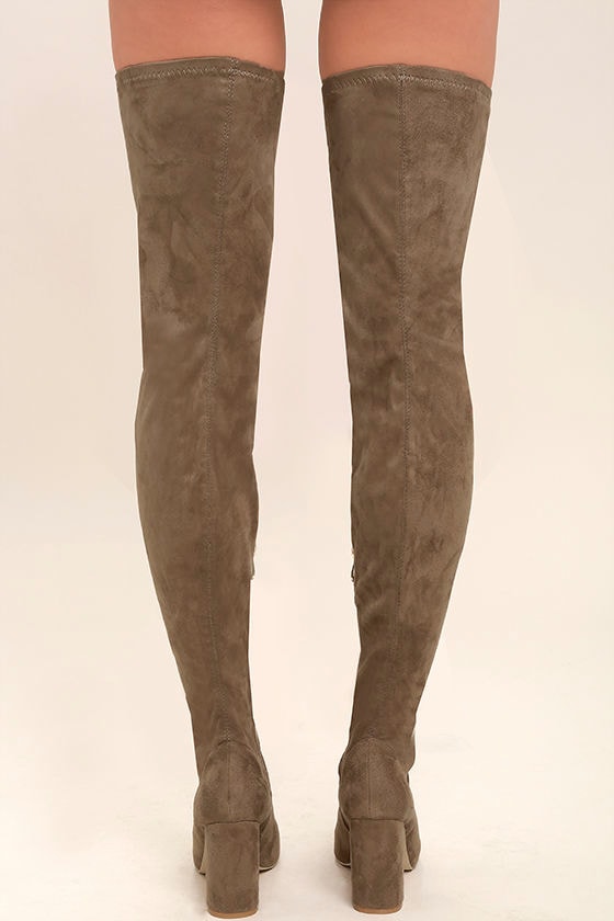 taupe thigh high boots