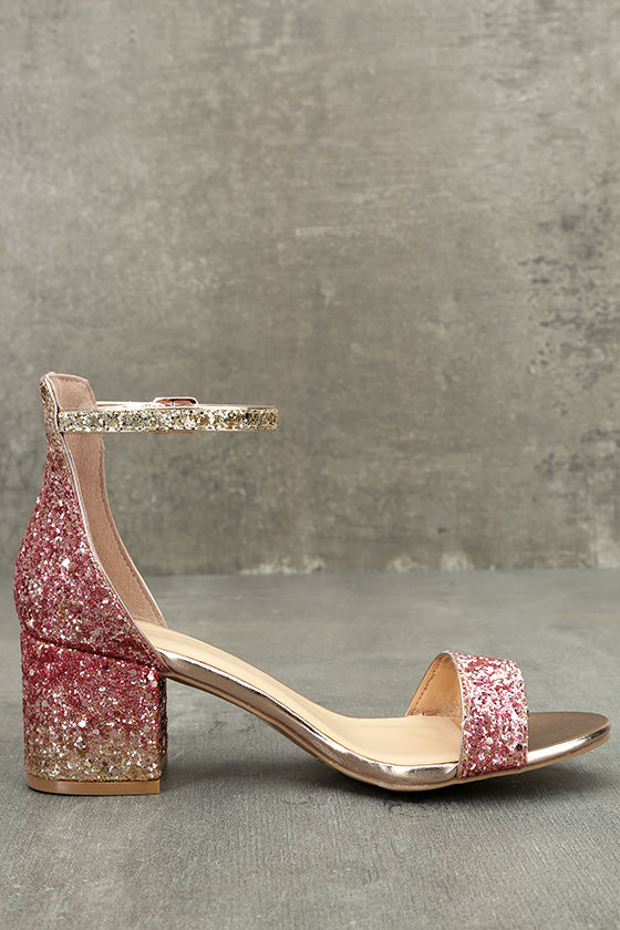 blush pink sparkly shoes