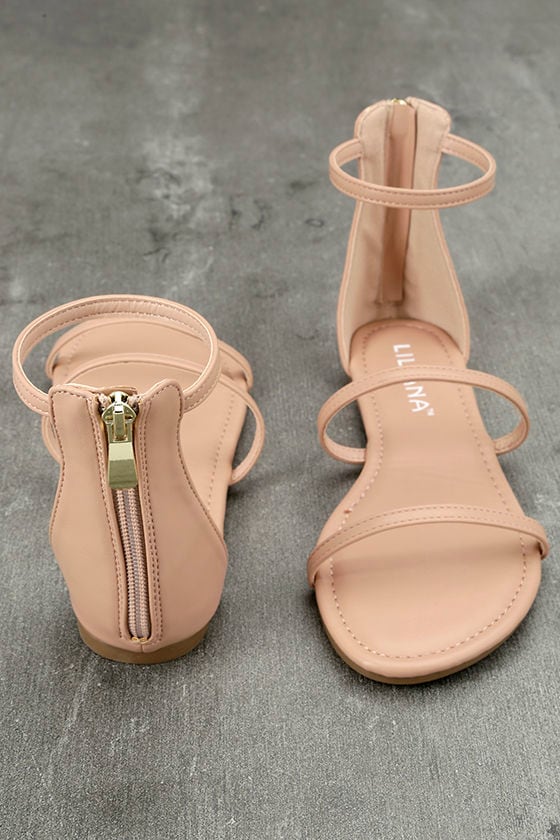 nude sandals flat