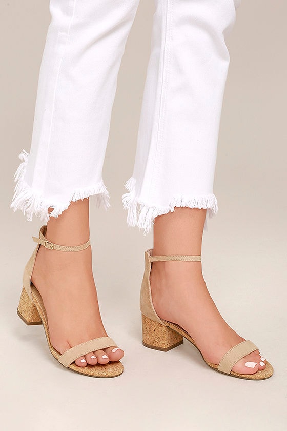 cork ankle strap heels