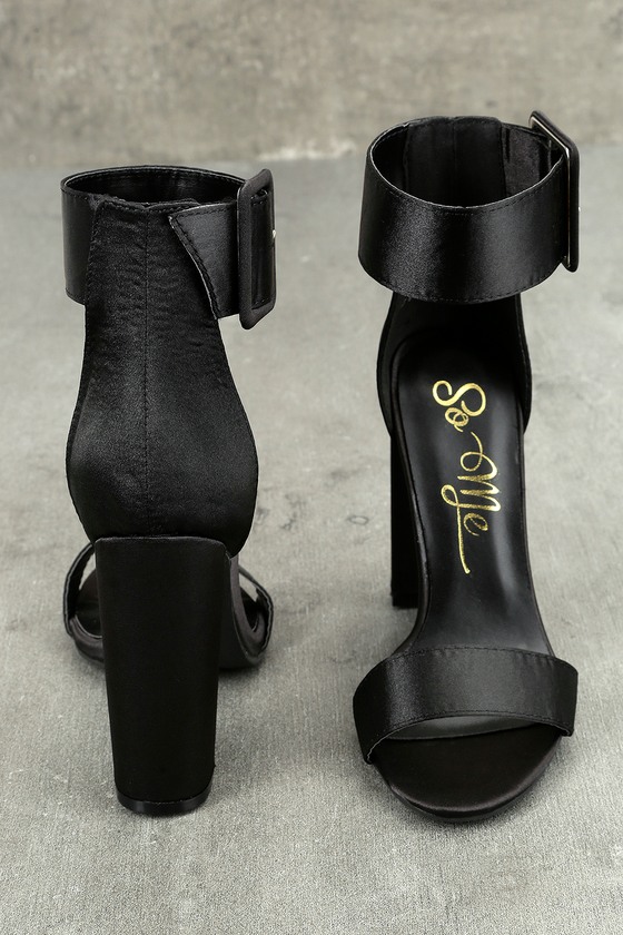 black block ankle strap heels