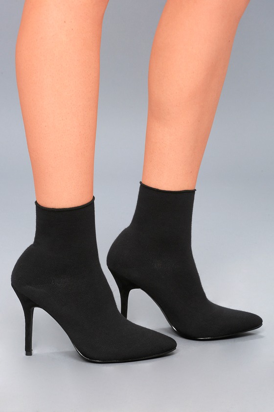 Trendy Sock Booties Mid Calf Booties Black Booties 5224