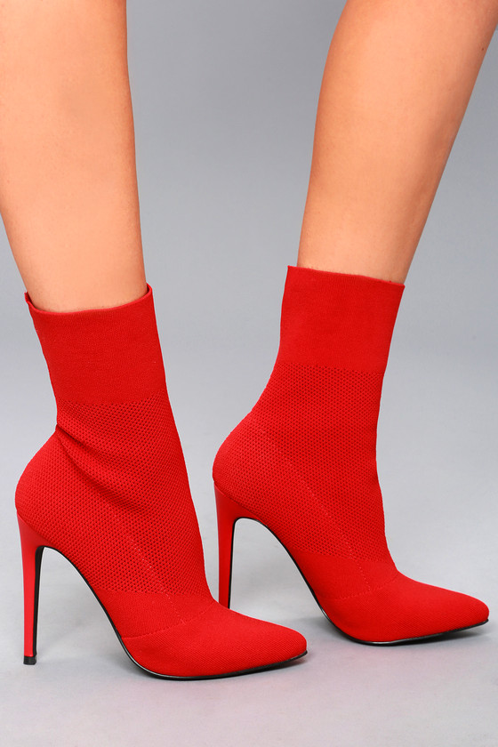 Steve Madden Century Booties - Red Mid-Calf Boots
