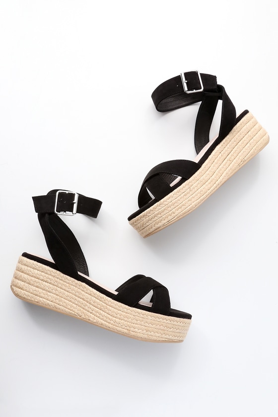 black suede flatform sandals