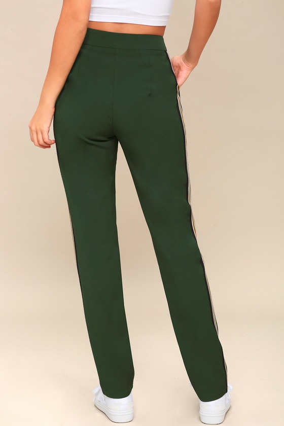 green track pants women's