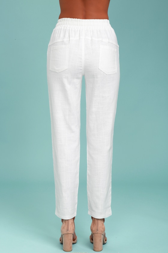 Breezy Ivory Pants - Linen Pants - High-Waisted Pants - $48.00