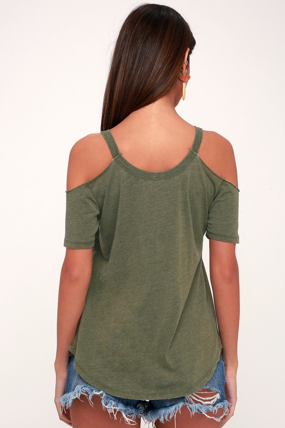 off shoulder top green