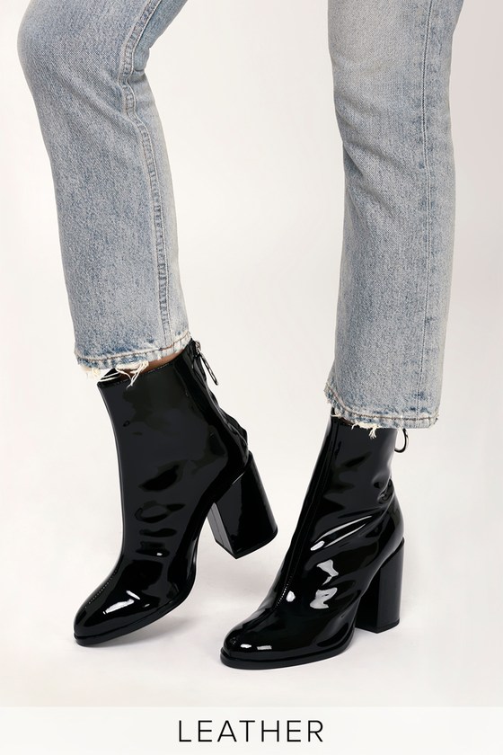 Tony Bianco Faya Black Patent Leather Boots Mid Calf Boots