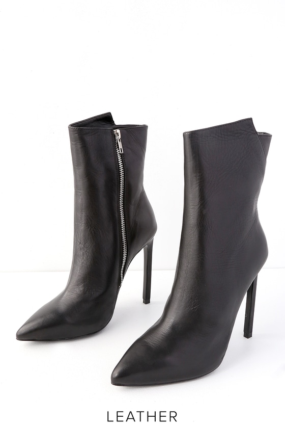 Tony Bianco Frappe - Black Como Boots - Mid-Calf Leather Booties