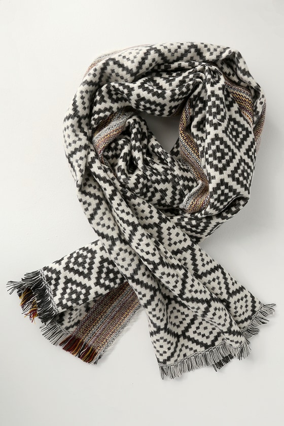 Cool Black and White Scarf - Printed Scarf - Oversized Scarf